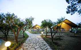 Abendstimmung bei den Glamping-Zelten