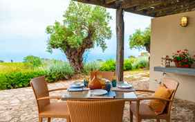 Terrasse mit Blick im Gutshof Querce 