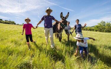 Aktivurlaub mit Kindern und einem Esel